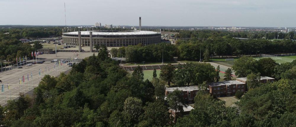 Der Olympiapark neben dem Olympiastadion in Berlin-Charlottenburg.