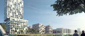 Das nächste Neubauviertel: Insel Gartenfeld mit 3700 Wohnungen. Auch dort hat die Gewobag den Bauhelm auf.
