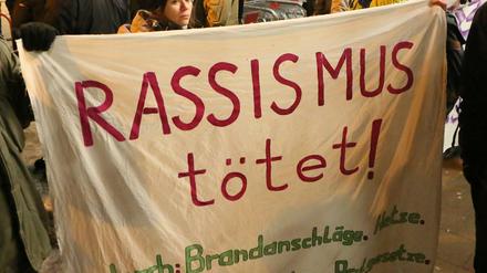 Demonstranten bei einer AfD-Veranstaltung in Potsdam.