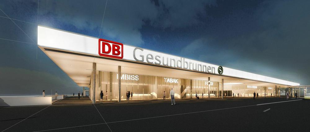 So soll’s aussehen. Der Bahnhof Gesundbrunnen, Deutschlands einziger ICE-Halt ohne Empfangshalle, erhält ein Gebäude. 