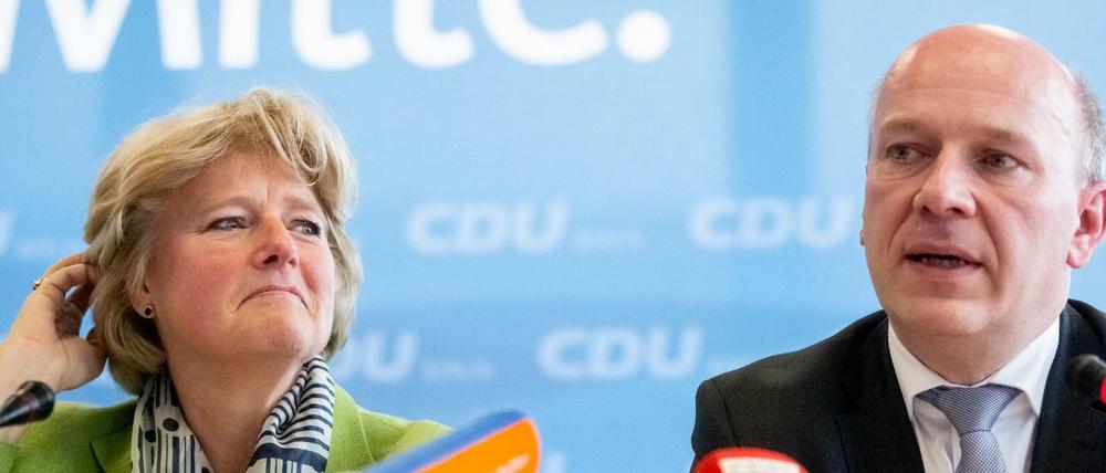 Ziemlich beste Freunde? Nach außen demonstrieren die scheidende CDU-Landeschefin Monika Grütters und Nachfolger Kai Wegner Geschlossenheit.