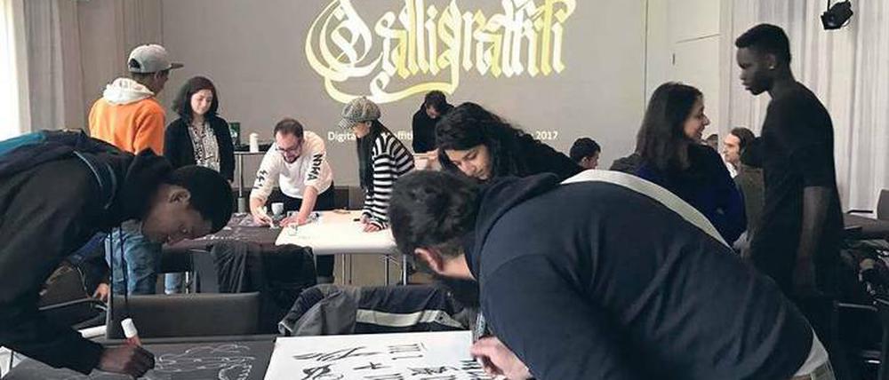 Vorläufer: Das "Digital Calligraffiti Camp" mit Geflüchteten im CHB im Januar 2017.