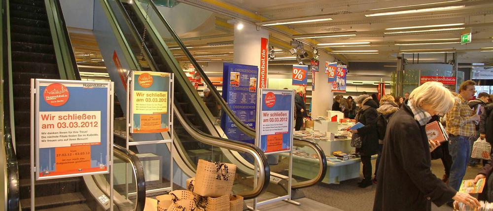 Ende einer Ära. Im März schloss Hugendubel die Buchhandlung an der Tauentzienstraße, seitdem stehen die vier Etagen leer und werden renoviert. 