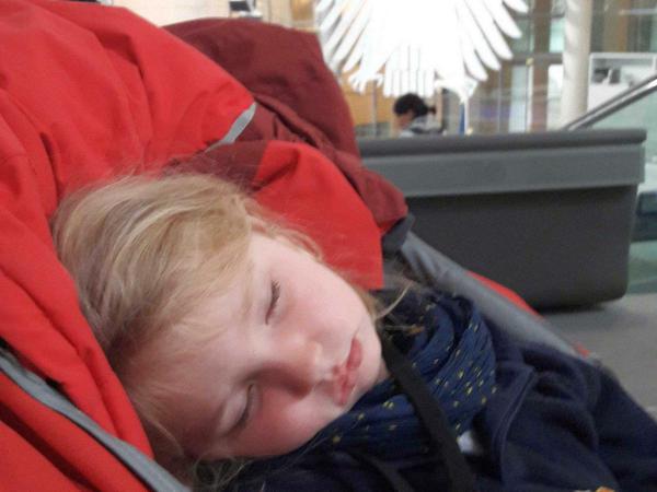Vom Adler bewacht: Die vierjährige Ida besichtigte den Bundestag im Schlaf.
