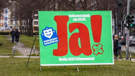 Plakat zum Volksentscheid Berlin 2030 Klimaneutral.