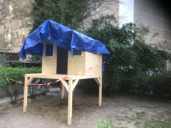 Vorübergehend geschlossen: Das neue Holzhaus in der Kita steht bereit für bessere Zeiten.