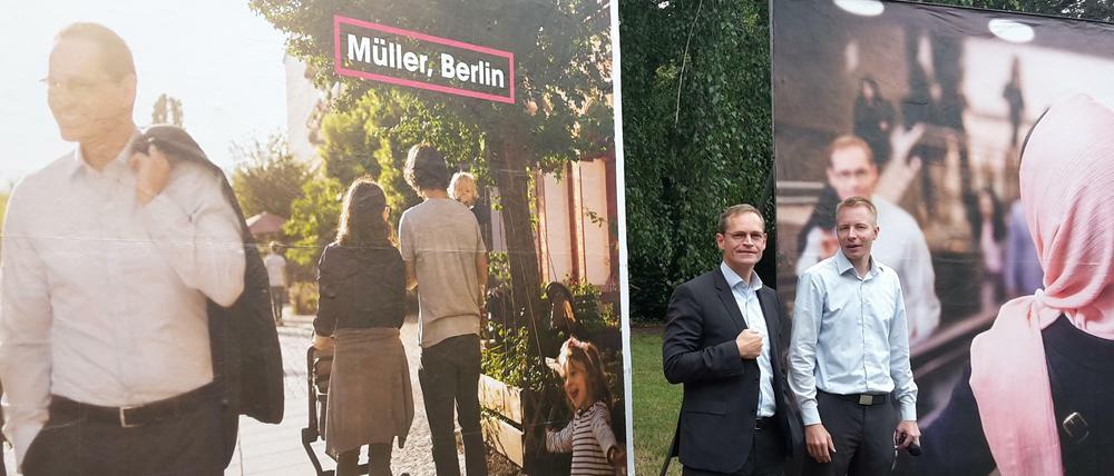 Michael Müller, um den geht's. Auf ein Parteilogo verzichtet die SPD der Einfachheit halber.
