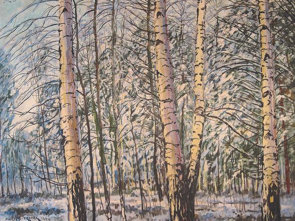 Sein letztes Bild. Im Winter 1944 malte Philipp Franck diese frisch beschneiten Bäume. Er liebte Birken. 