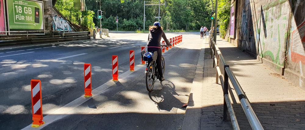 Sicheres Radfahren auch für Kinder auf den Pop-Up-Radwegen, wie am Prellerweg. 