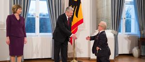 Bundespräsident Joachim Gauck und seine Lebensgefährtin Daniela Schadt beim Neujahrsempfang 2015.