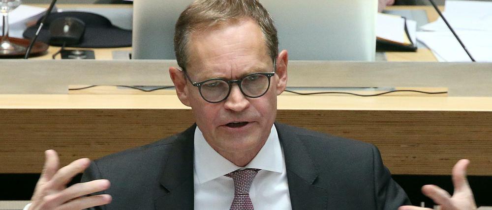 Michael Müller (SPD), Regierender Bürgermeister, am Donnerstag im Abgeordnetenhaus. 