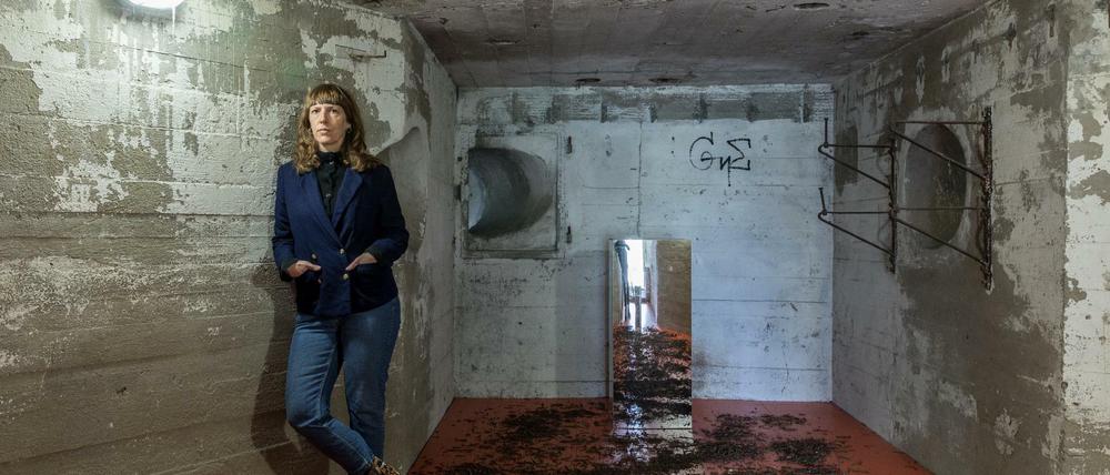 Erinnerung an Zwangsarbeiter. Die Künstlerin Sonya Schönberger wählte den Schwerbelastungskörper als Ort ihrer Installation.