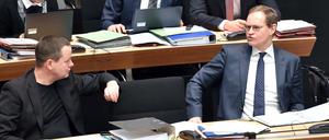 Michael Müller und Klaus Lederer während der Sitzung des Abgeordnetenhauses.