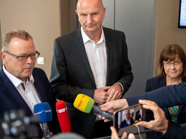 Michael Stübgen (CDU), Dietmar Woidke (SPD) und Ursula Nonnemacher (Grüne), v.l.n.r.