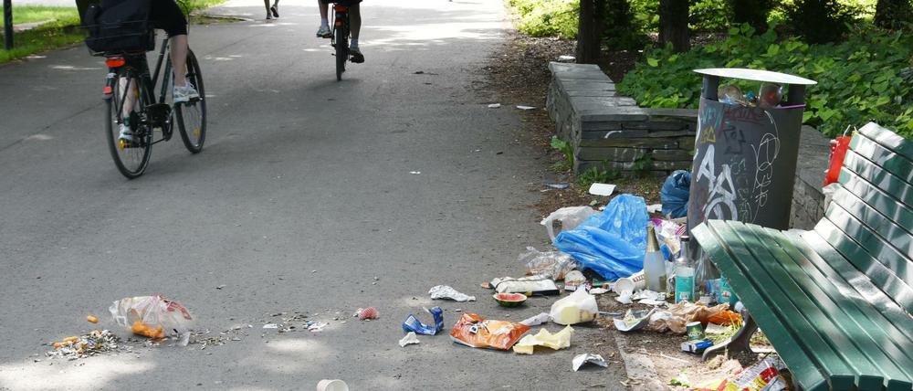 Müll im Grünen: Viele Touristen hinterlassen ihren Müll beim Parkbesuch.