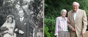 70 Jahre sind Fritz und Hanni Kohlmetz zusammen. Beide Fotos entstanden genau am selben Ort im Wittenauer Garten.