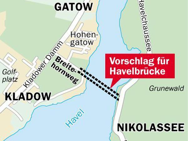 Die Idee der CDU: eine Brücke von Hohengatow nach Grunewald.