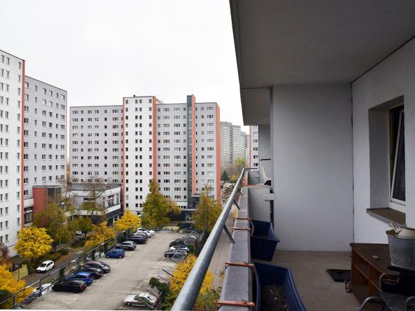 Pflughaupts Ausblick: die Plattenbauten rund um den Anton-Saefkow-Platz in Berlin. 