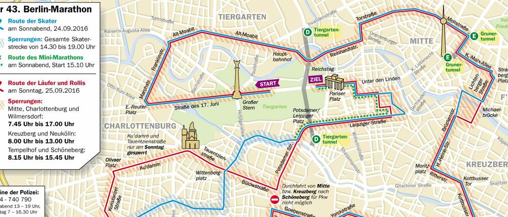 Die Strecke des Berlin Marathons.