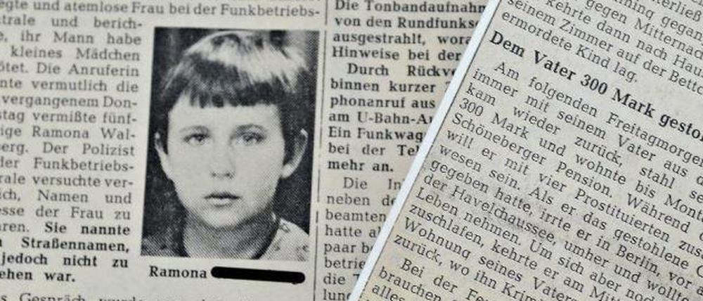 Grausame Tat. So berichtete der Tagesspiegel vor 50 Jahren über die Ermordung der fünfjährigen Ramona.