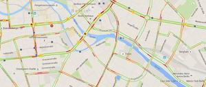 Ganz schön rot: So zeigte Google Maps die Verkehrslage in Berlin am Donnerstagmorgen.