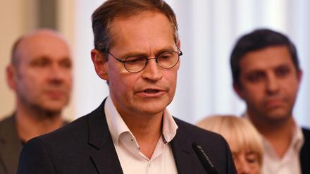 Berlins Regierender Bürgermeister Michael Müller (SPD) am Montag nach einem Koalitionstreffen zum Tegel-Volksentscheid.