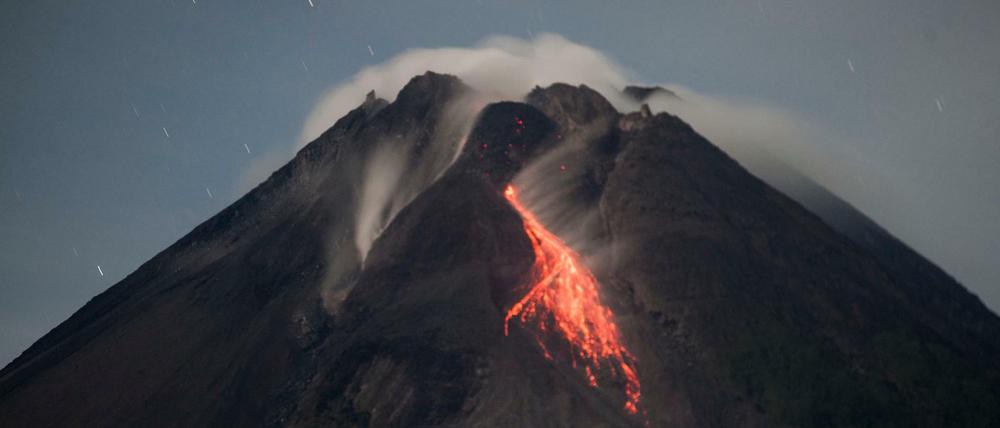 Die Vulkanspitze des Merapi in Indonesien. Sah es vor 290 Millionen Jahren in Schönfließ vielleicht so ähnlich aus?