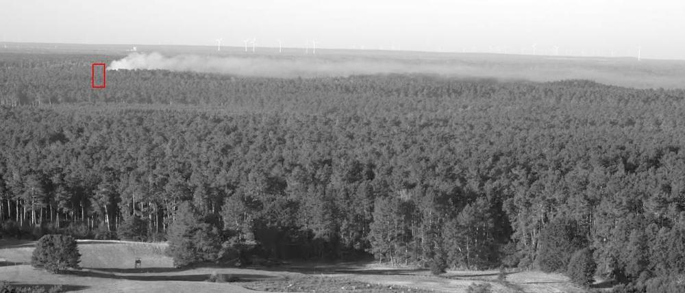 Neuer Waldbrand in Lieberoser Heide: Das Bild wurde um 7.50 Uhr vom Sensor Groß Liebitz aufgenommen.