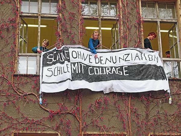 "Schule ohne Denunziation". Schüler des Andreas-Gymnasiums positionierten sich von Anfang an gegen das AfD-Portal. 