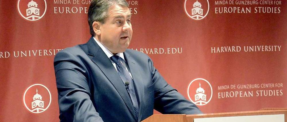 Bei seinem USA-Besuch hielt Bundeswirtschaftsminister Sigmar Gabriel auch eine Rede an der US-Elite-Universität Harvard.
