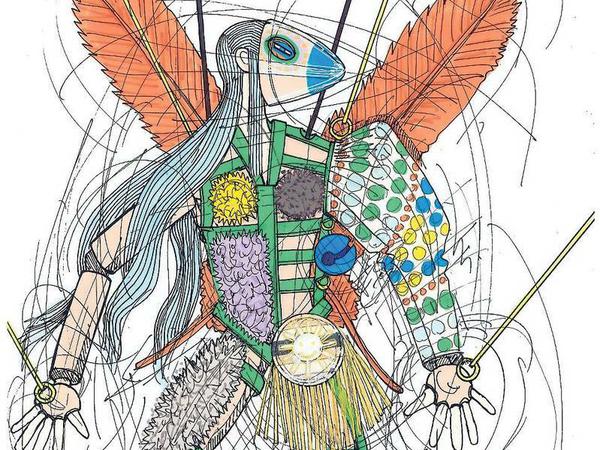 Papagena. Der Entwurf des Kostüms von Walter Van Beirendonck.