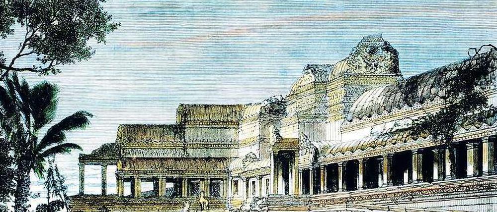 Das Bild der zentralen Tempelhalle skizzierte der Franzose Henri Mouhot. 