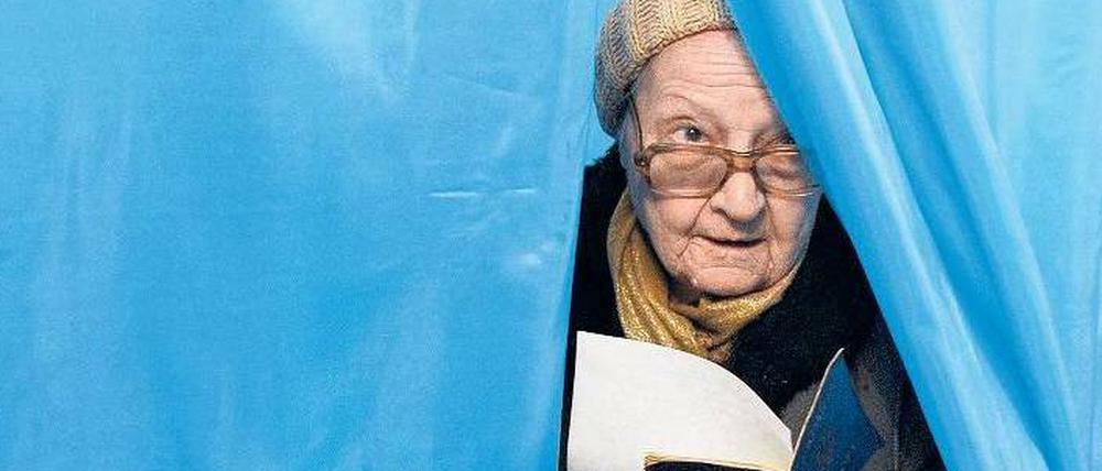 Die Wahllokale auf der Krim waren am Sonntag gut besucht.