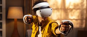 Futuristisch. Das Virtual-Reality-Headset „Playstation VR2“.