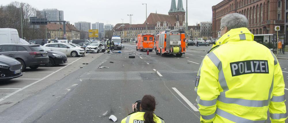 Am Unfallort in der Grunerstraße, im Januar 2018.