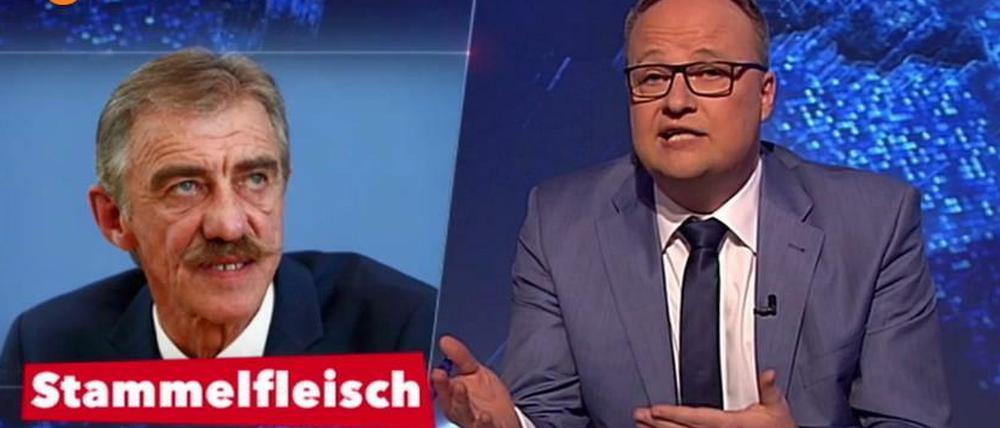 Der Spitzenkandidat der AfD in Rheinland-Pfalz Uwe Junge hatte in der Wahlnacht Artikulationsprobleme. In Oliver Welkes "heute-show" brachte ihm das das wenig schmeichelhafte Etikett "Stammelfleisch" ein.
