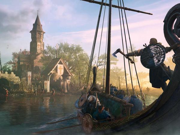 Die neue Konsolengeneration unterstützt Raytracing, etwas bei "Assassin's Creed: Valhalla": Wo Entwickler vorher virtuelle Räume ausleuchteten, geschieht dies nun computerberechnet. 