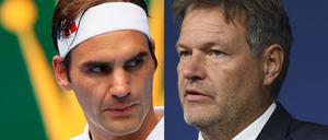 Roger Federer und Robert Habeck, Montage für Kolumne Spiegelstrich