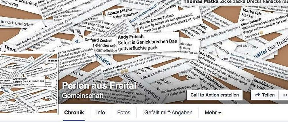 Gegen die Gemeinschaftsstandards von Facebook? Das soziale Netzwerk hat die Seite "Perlen aus Freital" gesperrt