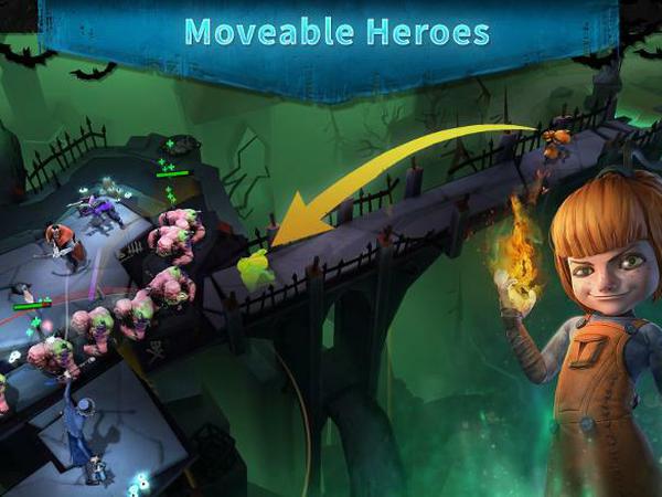 "Haunted Island" ist ein Tower-Defense-Spiel. Allerdings eines, bei dem Heldenfiguren die Verteidigungstürme ersetzen.