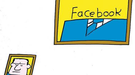 Bildersturz 2.0. Die Mubarak-Karikatur des Ägypters Amr Selim verweist auf die Rolle von Facebook während der Revolution.