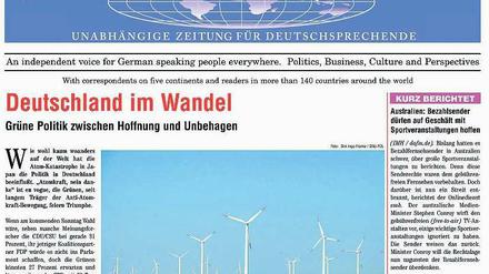 Die Energiewende in Deutschland wird zum Aufmacher der „Deutschen Rundschau“ in Kanada.