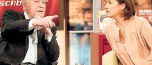 Da geht’s lang. Helmut Schmidt erklärt Sandra Maischberger vor 1,97 Millionen Zuschauern die Weltlage. Foto: WDR