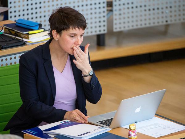 Ex-AfD-Chefin Frauke Petry Ende Januar 2019 während einer Debatte im sächsischen Landtag. 