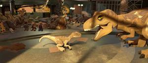 Konfrontation im Museum: eine Szene aus "Lego Jurassic World".