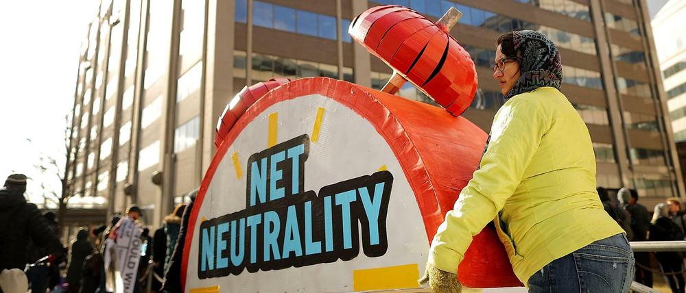 Proteste gegen das Ende der Netz-Neutralität am Donnerstag in Washington.