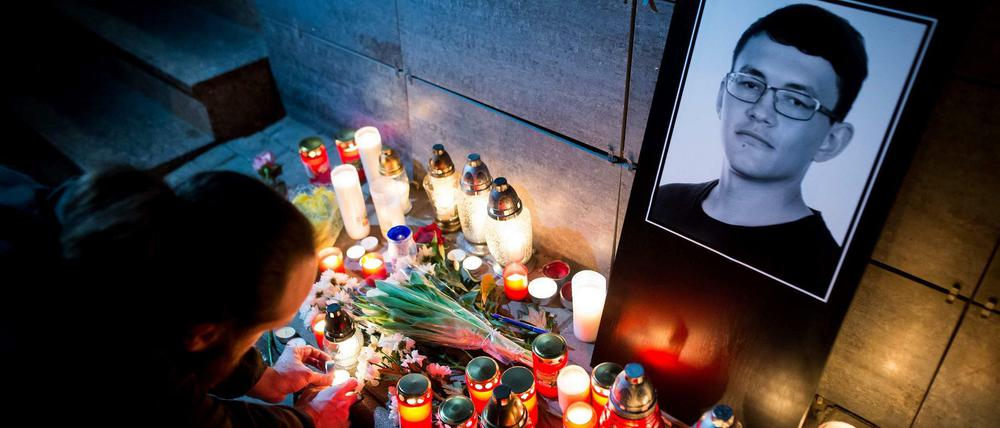 Gedenken an den ermordeten slowakischen Journalisten Jan Kuciak in Bratislava.