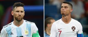 Der Argentinier Lionel Messi (links) und der Portugiese Cristiano Ronaldo sind bei der WM 2018 nicht mehr dabei.