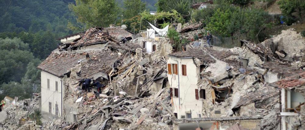 Ein zerstörtes Haus in Pescara del Tronto.