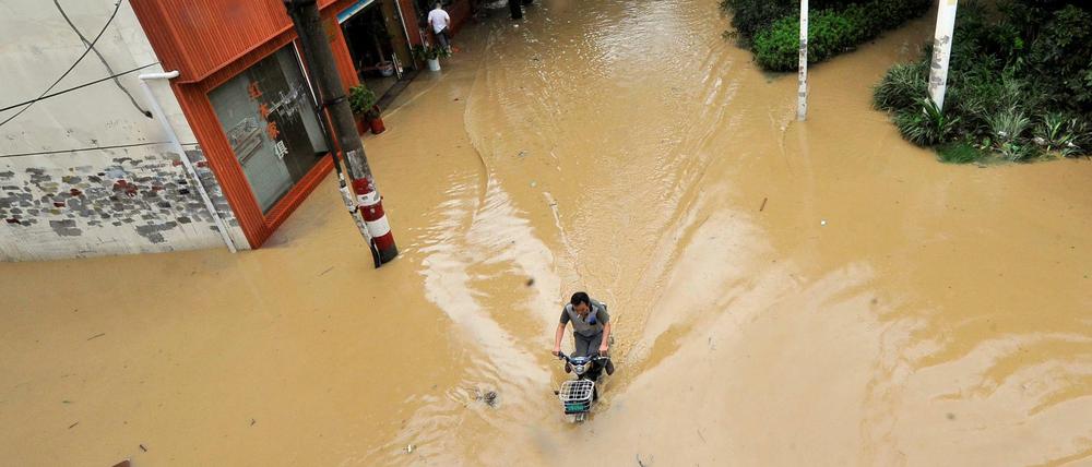 Überschwemmungen durch den Taifun in Südchina. 